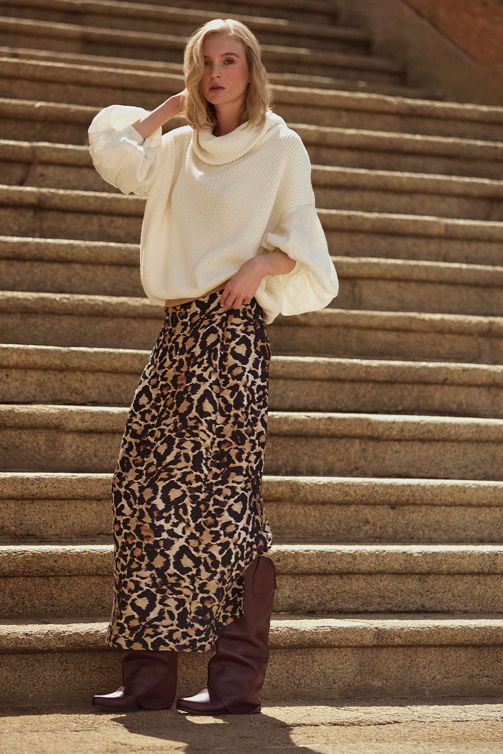 Falda Arabella Jacquard Animal Negro