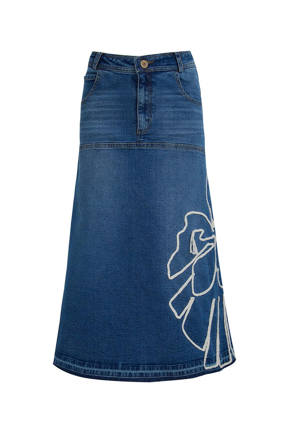 Falda Silka Azul Navy Bordado